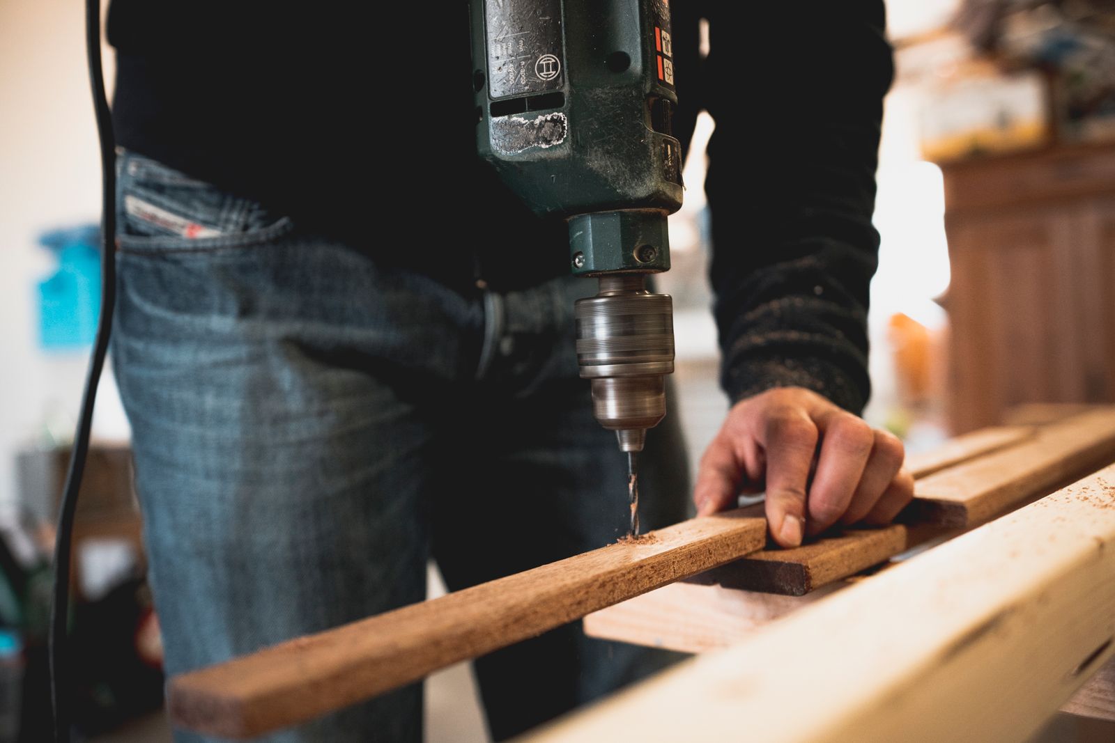 Perçage précis d'une pièce de bois
